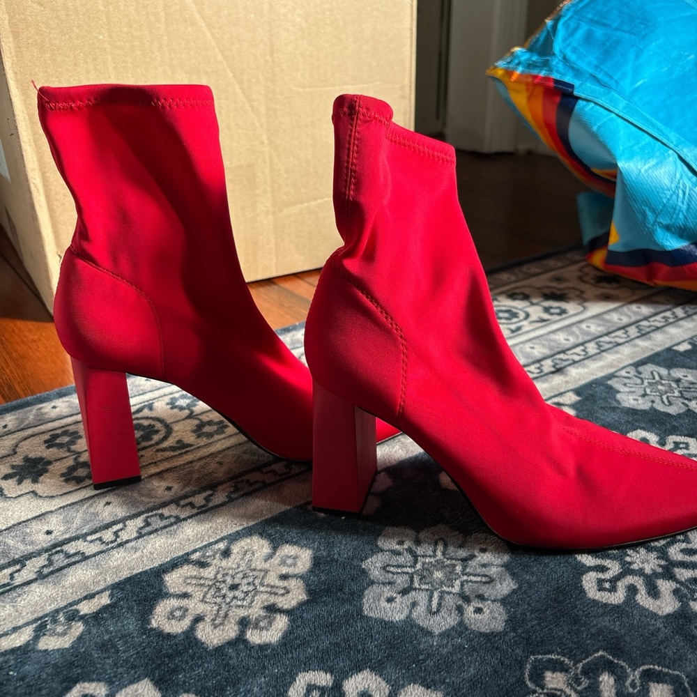Zara Bold Red Heeled Boots